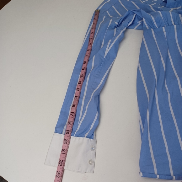 Veronica Beard Poppe Striped Dress Size 8 Preppy Cotton Blend Long Sleeve Collar - Picture 14 of 16